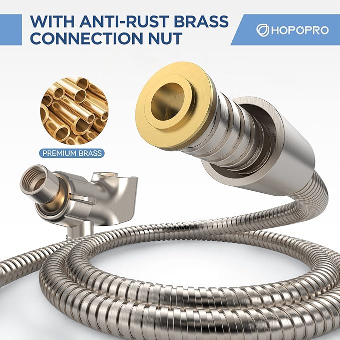 6-Mode High Pressure Handheld Shower Head with Power Wash, HOPOPRO High Flow Hand Held Showerhead Set with Built-in Power Spray to Clean Tub Tile Pets Bathroom Flooring