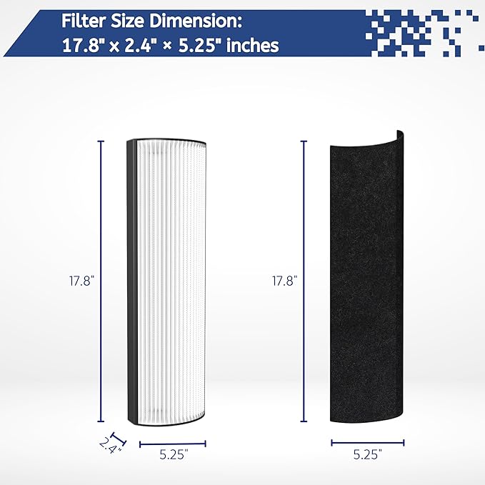 Nispira 2-in-1 True HEPA Replacement Filter PETWRFIL For Pure Enrichment PureZone Elite 4-IN-1 Tower Air Purifier PEAIRTWR. 2 Packs