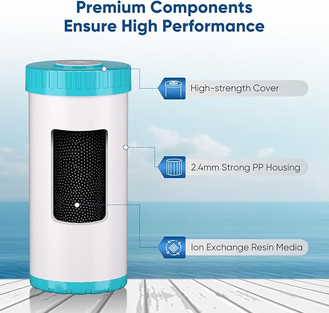 PUREPLUS 5 Micron 4.5"x 10" Whole House Water Filter Combo Kit with Sediment& Carbon, and Iron Reduce Filter, Replacement for GE FXHTC, GXWH40L, GXWH35F, GNWH38S, RFC-BBSA, WRC25HD, RFC-BB, 1PACK
