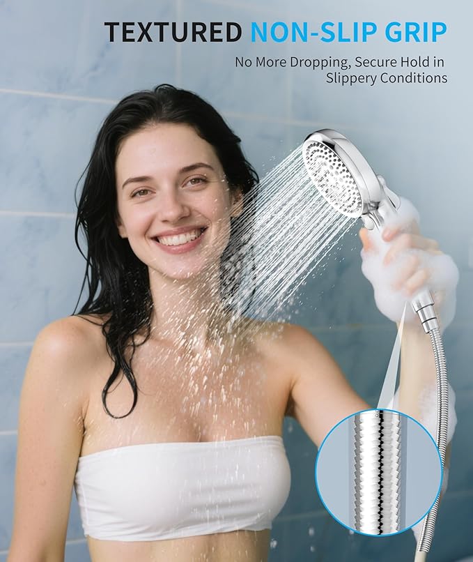 Filtered Shower Head with Handheld, 10 Spray Mode High Pressure Shower Head with Filters, Shower Filter Head for Hard Water, Powerful Spray for Cleaning, 2 Replaceable Filters Included, Chrome