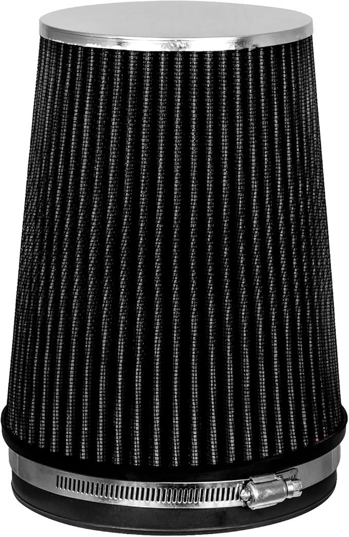 Mortar Aftermarket Auto Air Filter – 6 In Flange ID Car Enthusiast Class Universal Cold Air Intake Gulps in More Air for More Engine Power & Passionate Induction Sound, Length 8 In, Black