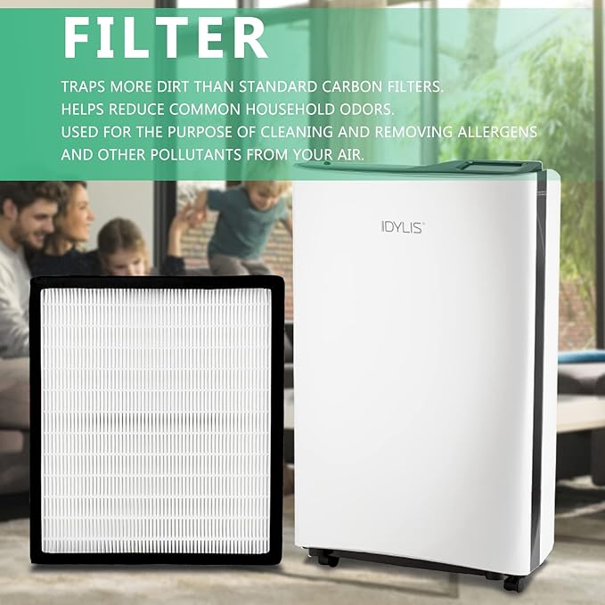 Gekufa Replacement Filter D Compatible with Idylis IAF-H-100D, IAP-10-280, 1AP10280, AC-2118, AC-2123 for Idylis Air Purifiers Include 2 Filters & 2 Carbon Filters