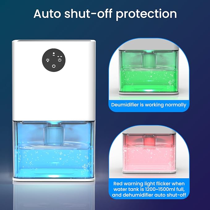 Dehumidifier, 50 OZ Small Dehumidifiers for Room for Home, Quiet with Auto Shut Off, Dehumidifiers for Bedroom (300 sq. ft), Bathroom, RV, Closet