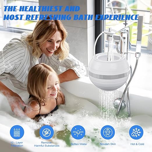 Bath Filter for Tub, Bath Water Filter with 10 Stages Filtration 2,500 Gallons Bathtub Water Removes Chlorine, Shower Filter for Healthier Skin Hair Nail