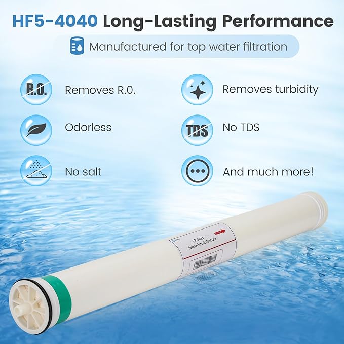 HF5-4040 RO Membrane Replacement for Axeon HF5-4040, HF5 Series Ultra Low Energy Reverse Osmosis Membrane, 2500 GPD RO Membrane, 98.5% Salt Rejection, 1000-2000 PPM