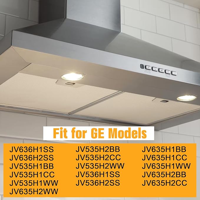 2 Pcs WB02X11011 Range Hood Grease Filter (14.5"×11.75") Fits GE Range Hood JV636H1SS JV636H2SS JV536H1SS JV536H2SS JV535H1WW JV635H1BB JV635H2CC, etc - 5-layer aluminum mesh
