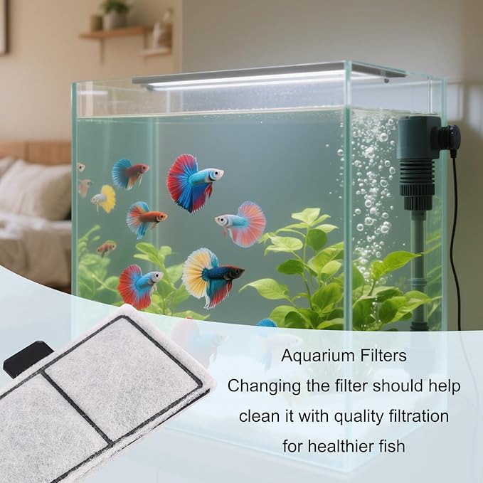 6pcs Filter Cartridges Compatible with Topfin Top Fin EF-S & BF5 BETTAFLO, 3.7x2.1 Inch Fish Tank Filter Cartridge Replacement for Aquarium Water Filtration