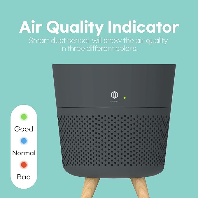 M-002B HEPA Air Purifier with H13 True HEPA Filter, Cypress Wood Filter, Auto Sleep Mode, Filters 99.97% Pollen, Smoke, Perfect for Office and Bedroom, Made in Korea - Black