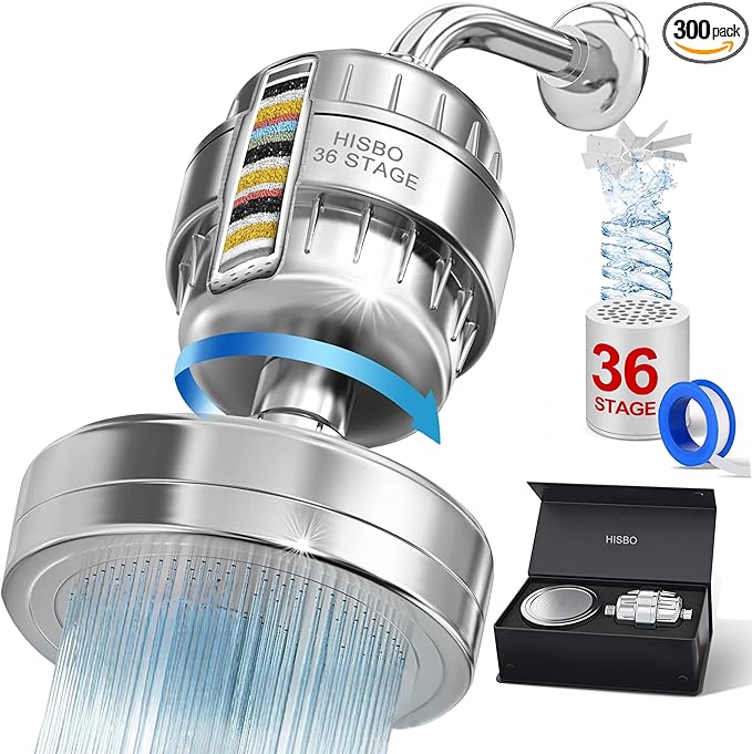 Luxury High Output Filtered Shower Head Set - 36 Stage Advanced Shower head Filter & 3 Stage Water Filter Shower Head Filter for Hard Water, Removes Chlorine, Fluoride, Metals, Vitamin C E A Infusion