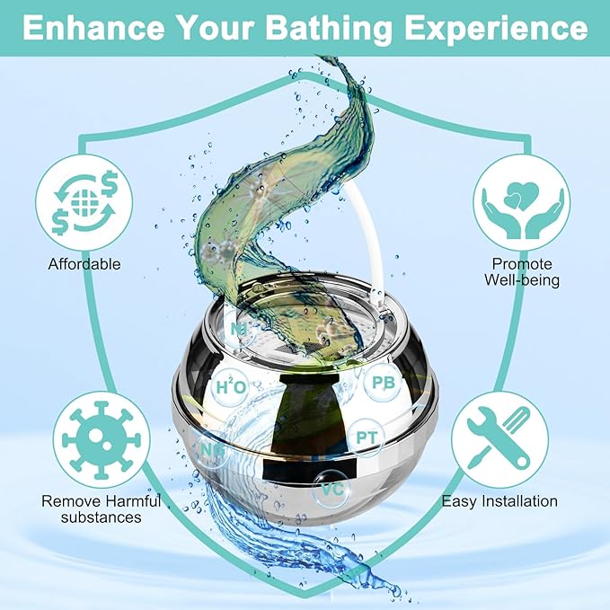 Ball Filter for Bathtub -8 Stages bath filter for tub- Removes Hundreds of Contaminants, Purify Your Bathwater for Healthier Skin and Hair, BPA Free, bathtub water filter, bathtub water filter