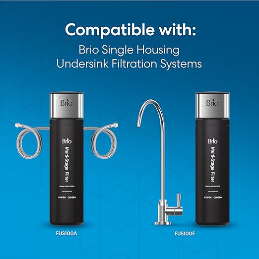 Brio 11" 3 Stage Single Housing Replacement Filter for Under Sink Water Filtration System Models: FUS100A & FUS100F | 12,000 Gallons or 18 Months | NSF 42 & 372 Certified