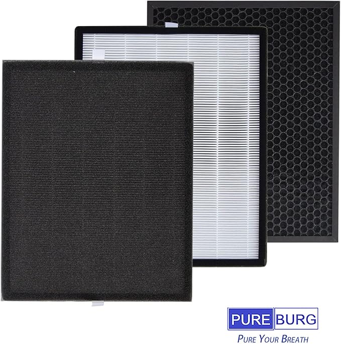 PUREBURG Replacement Filter Set Compatible with COLZER EPI-328 Air Purifier & Domccy NS-320 Air Purifier, H13 HEPA + 4 Activated Carbon Pre-Filters Air Clean