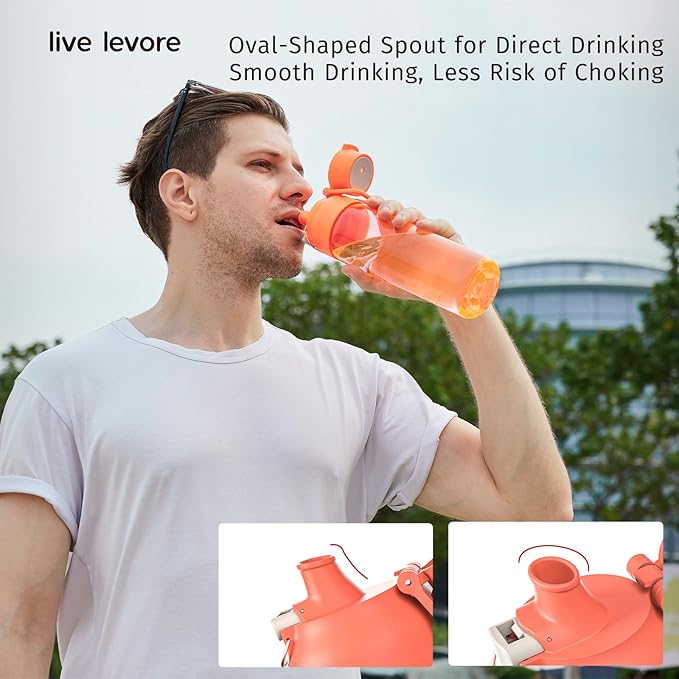 750ml Leak Proof Water Bottle with Flip Top Lid, BPA-Free USA Tritan Drink Bottle, Dishwasher Safe for Office, Outdoor & Daily Use (Vermilion, 1 Pack)