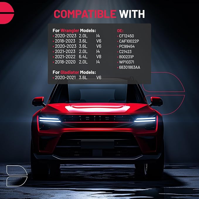 BDFHYK 2 PCS Cabin Air Filters with Activated Carbon Compatible with Jeep Wrangler 2018-2023, Gladiator 2020-2021, Replace# CF12450, 68301863AA