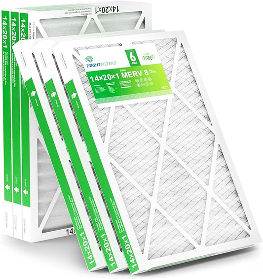 14x20x1 Air Filter 6 Pack, Durable MERV 8 Pleated Home HVAC AC Furnace Filters, Lightweight Compact Air Conditioner Filter Replacement
