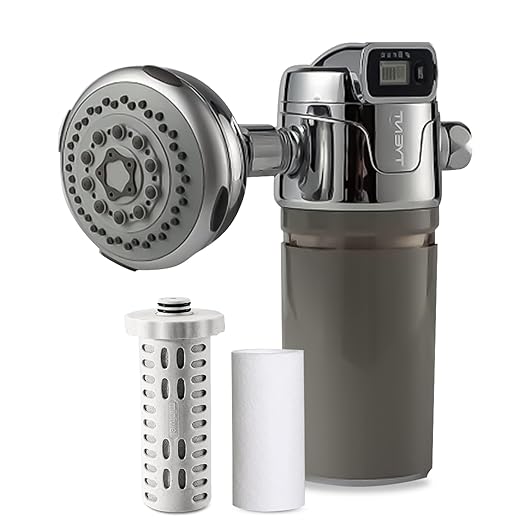 Tyent - Shower Lux Filter - High Output Showerhead Filter - Multiple Water Pressure Settings - Electronic Filter Replacement Reminder - Luxurious Shower Experience