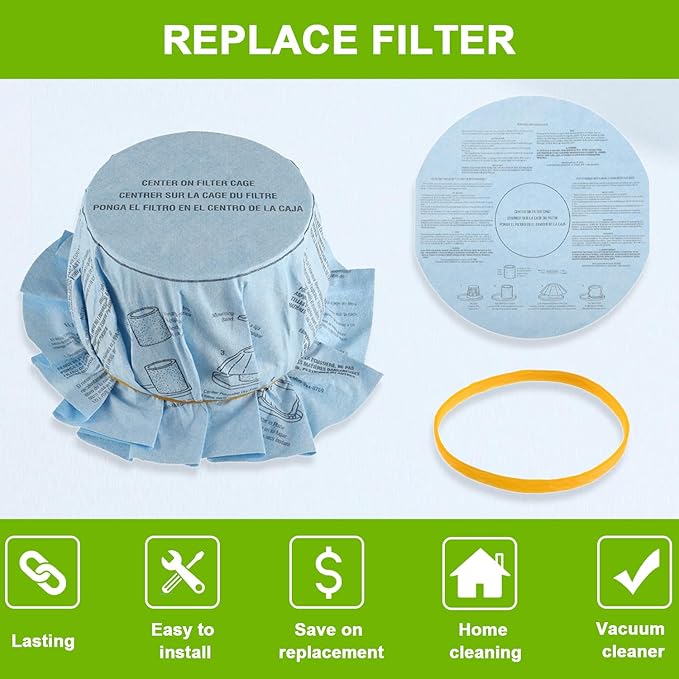 Reusable Wet Dry Vac Filter VF2002 Dry Disc Vacuum Filters for Most 5 Gallon and Larger Shop Vac Branded Wet/Dry Vacuum Cleaners(pack of 8pcs Disc Filters 4pcs Retaining Bands)