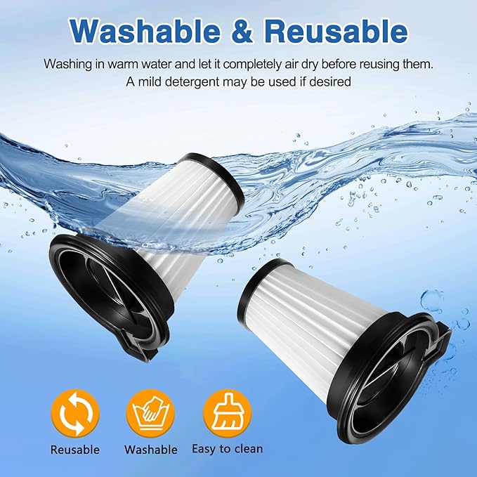 6 Pack HEPA Filter Compatible with Wyze Cordless Vacuum Cleaner, Replacement Filters for Wyze Handheld Vacuums & WCVRHF, Washable & Reusable for Wyze Vacuum ﻿