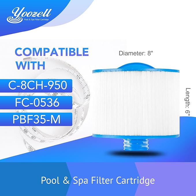 8CH-950 Spa Filter Cartridge Replaces for 10-2785 Spa Filter, PBF35, PBF50-F2S, FC-0536, XLS-834, 15052, AK-90311, 50 sq.ft SAE Thread Bull Frog Spa Filter (1pc)