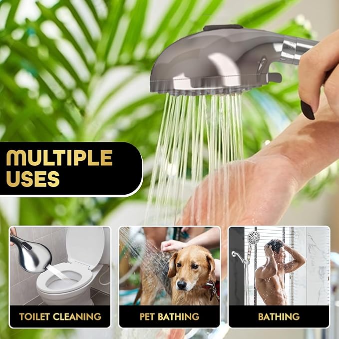 AQUAZEN® Filtered Shower Head | 10 Spray Modes | 8-Layer System Removes Chlorine, Calcium & Heavy Metals | High Pressure Handheld | Stainless Hose | Chrome Finish