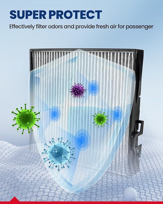 KAX Cabin Air Filter, CF10745 Replacement for Subaru Forester 2003 2005 2006 2007 2008, w/Activated Carbon Passenger Compartment Air Filter, Filter Up Dust Pollen, 200% Longer Life