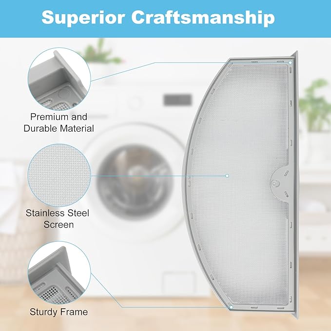 2 Pack WE03X23881 Dryer Lint Filter Replacements Compatible with GTD45EASJ2WS GTD45EASJ0WS HTX21PASK0WW Dryer Lint Screen Trap, Replaces PS11763056 AP6031713
