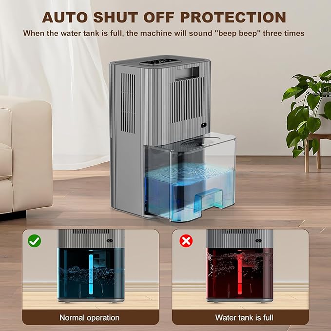 Dehumidifiers for Home 95 OZ Water Tank(1000 sq. ft) Dehumidifier for Bathroom with Auto Shut Off,7 Colors Light, Quiet Sleep Mode Dehumidifier for Bedroom, Basement, RV, Closet
