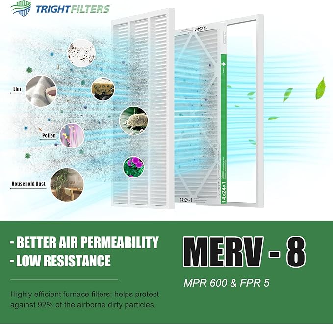 14x24x1 Air Filter 4 Pack, MERV 8 Pleated Dust Defense Air Filters Replacement Air Conditioner HVAC AC Furnace Filter, Durable and Lightweight