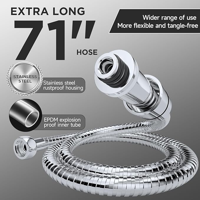 Veken 11.8'' Rain Shower Head with Handheld Spray Combo, Extension Arm for Rainfall Showerhead, Muti-modes Massage High Pressure Hand Held Shower Heads with Hose, Anti-Clog Nozzles & Bathroom(Chrome)