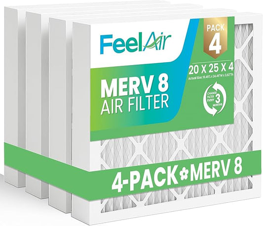 Air Filters 20x25x4 MERV 8, MPR 600, Air Filter (4 Pack)