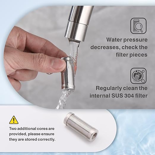 RULIA, Water Filter Pieces, Impurity Filter Attachment, Household Water Pre Filtration with Extension Hose, Reusable Sink Water Filter, 2 Piece, RB2029