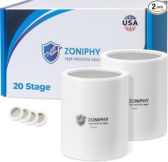 20-Stage Shower Head Filter Replacement Cartridge (No Housing) – Universal Shower Water Filter for Hard Water, Reduces Chlorine & Impurities for Softer Skin & Healthier Hair (Two Pack)
