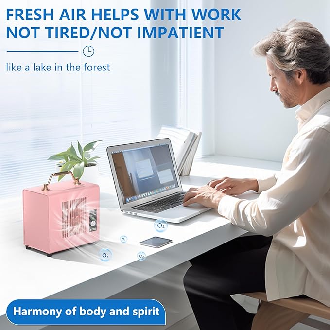 Portable Ionic Air Purifier, Hassle-Free Design, Type-C Rechargeable, 6-Hour Battery, Removes 99.5% of Pollen & Smoke, Ultra-Quiet 25dB, Ideal for Travel, Office, Bedroom, Covers Up to 20㎡