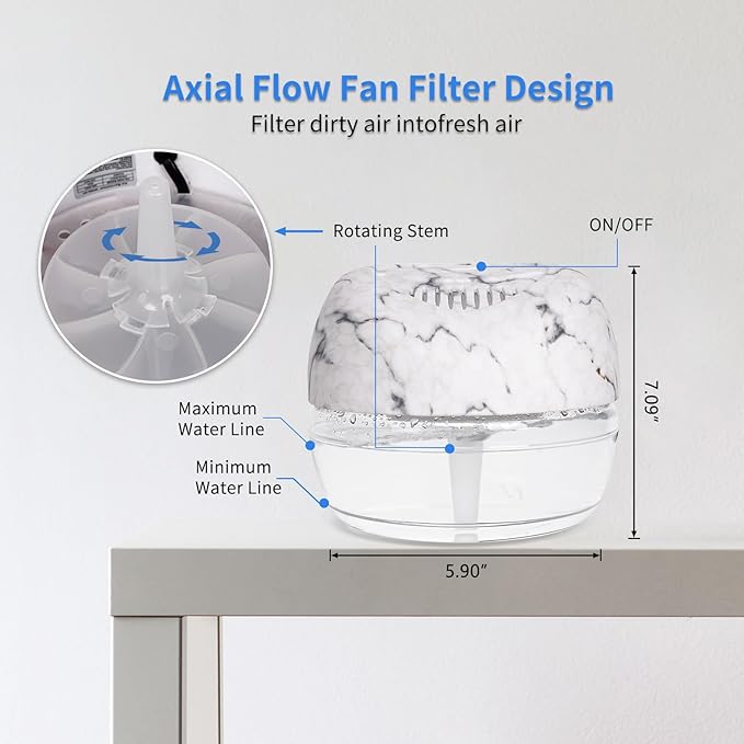 Purifier Air Washer, Air Fresher Aroma Diffuser for Home, Office, Air Purifier with Night Light (Marbling)