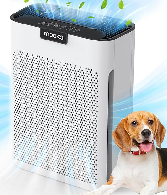 Air Purifiers for Home Large Room 2200 Ft² with Washable Filters, MOOKA HEPA Filter Pet Air Purifier for Bedroom with Fragrance, Air Cleaner for Smoke Dust Pollen Pets Hair Odor, KJ190L White