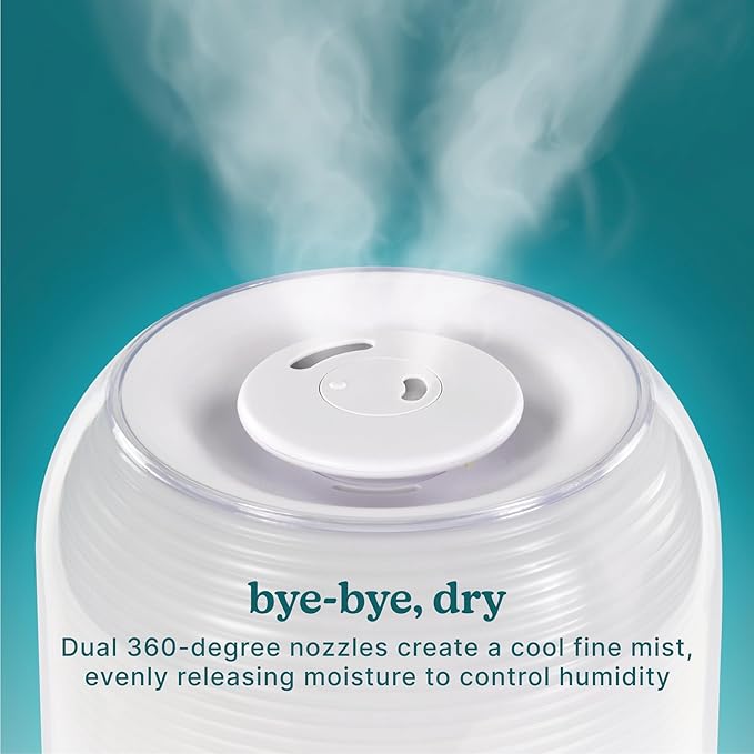 Homedics Ultrasonic Cool Mist Humidifier, Top-Fill 3L Water Tank, Covers 395 sq. ft, 35-Hour Runtime, 3 Mist Settings, Clean Tank Tech, Auto-Off, Night Light, Quiet