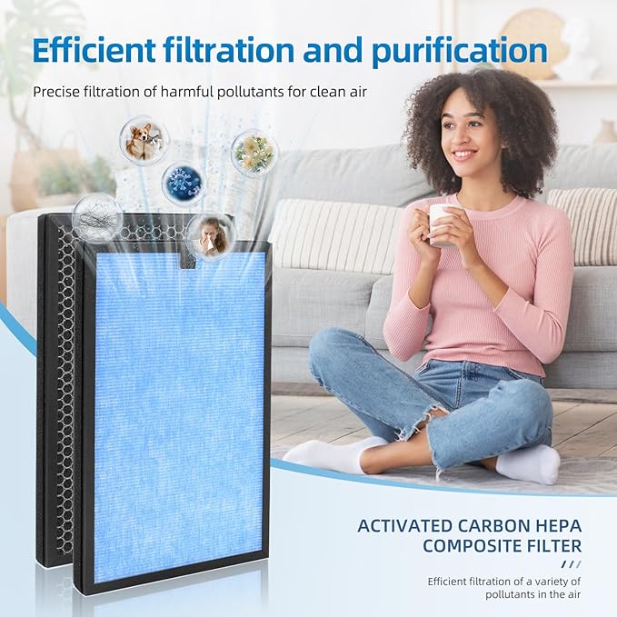 HP8 Replacement Filter Compatible With SimPure HP8 Air Purifier, Models: SP-HP8-RF,H13 True HEPA and Activated Carbon Filter 2 Pack