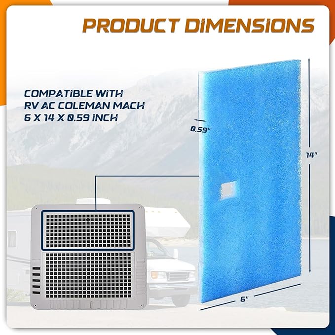 6 Pack RV AC Filter 6" X 14" MERV 8 Rated RV Air Filter Replacement Unit Compatible with Coleman Mach Air Conditioner