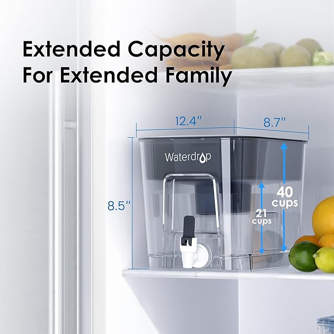 Waterdrop 200-Gallon 40-Cup Water Filter Dispenser (with 1 Filter) & Waterdrop WD-PF-01A Plus NSF Certified Replacement Filters (3 Packs).