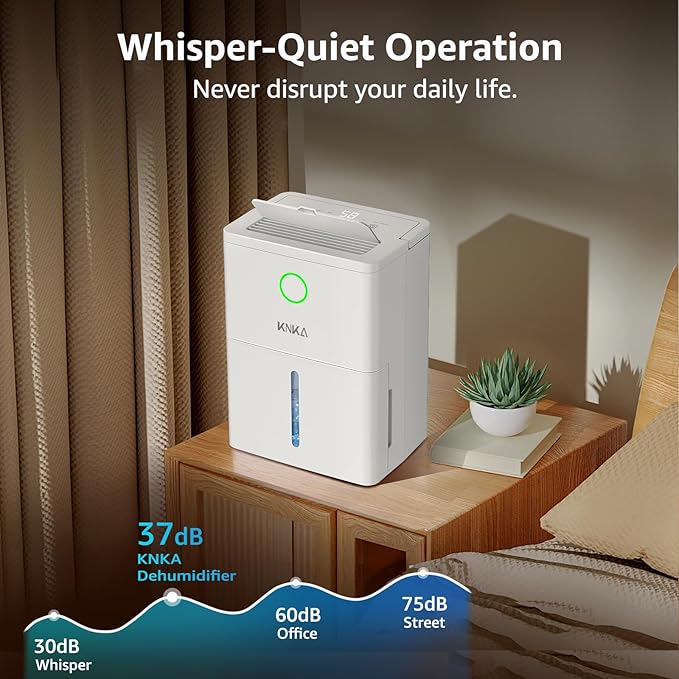19 Pint Quiet Dehumidifier with Drain Hose, 1300 Sq.ft Dehumidifiers for Home, Smart Humidity Control & Display, 24H Timer, Washable Filter, Idea for Bathroom Basement Bedroom RV Large Room