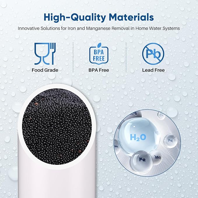 PUREPLUS 5 Micron 20" x 4.5" RFN20BB Whole House Iron & Manganese Reduce Water Filter Replacement Cartridge, Replacement for FM25B, RFFE20-BB, CFRFFE-20BB, 1 Pack