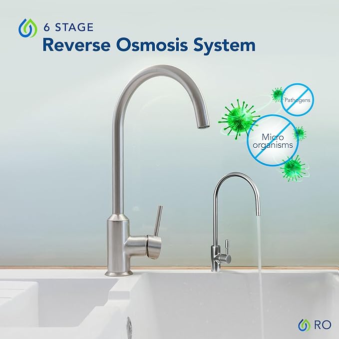 Kind Water 6-Stage Reverse Osmosis Drinking Water System with Chrome Faucet (Chrome)