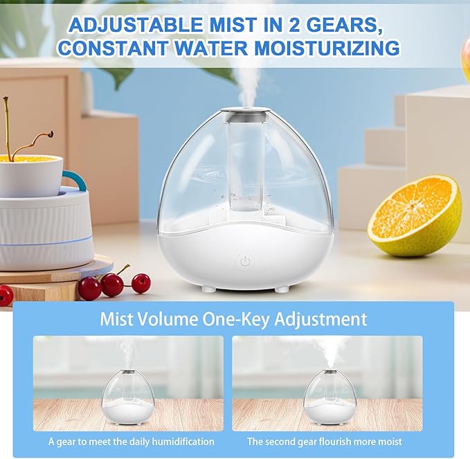 Petyoung Ultrasonic Mist Humidifier with Night Light, Quiet Auto Shut- Off Air Humidifiers for Bedroom, Desk Humidifiers Essential Oil Diffuser with Removable 1.5L Water Tank