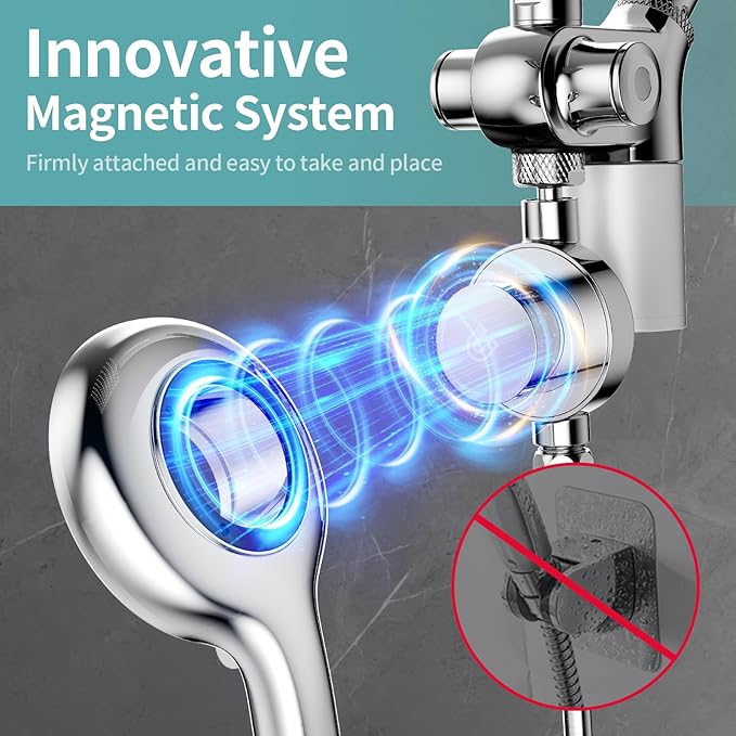 10" Rainfall Shower Heads with Handheld Spray Combo High Pressure, Magnetix Shower Head with Filters for Hard Water, 2 in 1 Dual Shower Head with Handheld and Adjustable Slide Bar (Chrome)