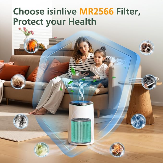 2 Pack MR2566 Filter Compatible with MORENTO MR2566 Air Purifier, 3-in-1 HEPA Activated Carbon Pre-Filter, Pet Dander Version