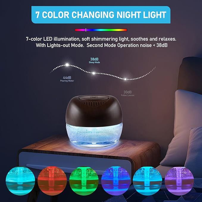 Purifier Air Washer, Air Fresher Aroma Diffuser for Home, Office, Air Purifier with Night Light (Brown)