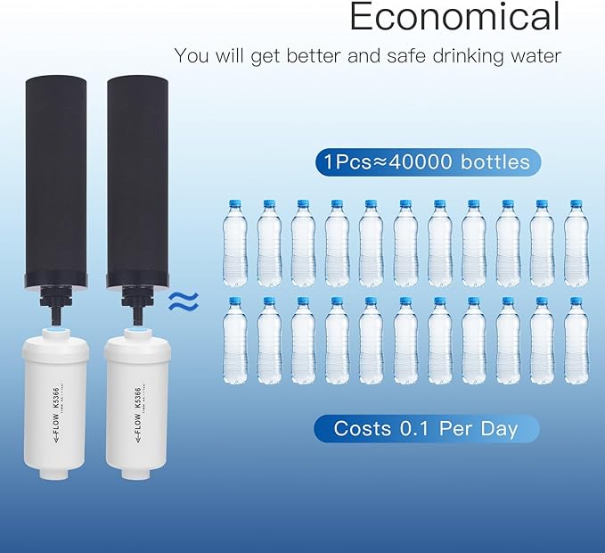 Fluorine Filter, Replacement for Gravity Water Filter System Black & Fluoride NSF/ANSI 375 Certified Water Filter, Replacement for Berkey® BB9-2® Black Filters & PF-2®, Pack of 4