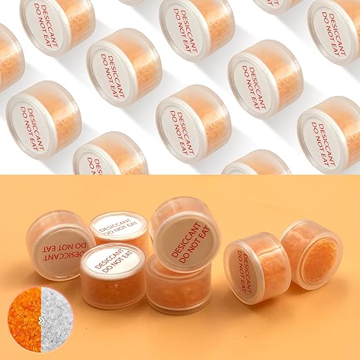 1 Gram 250 Pack Desiccant Packs Food Grade, Silica Gel Capsule with Indicating Silica Gel Beads (Orange to White), Moisture Absorber Packets Silica Gel Packets