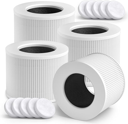 Core Mini Replacement Filter Compatible with LEVOIT Core Mini P Air Purifier, 3-in-1 High-Efficiency H13 True HEPA Activated Carbon Filter, Replace Part #Core Mini-RF, 4 Filter & 14 Fragrance Sponge