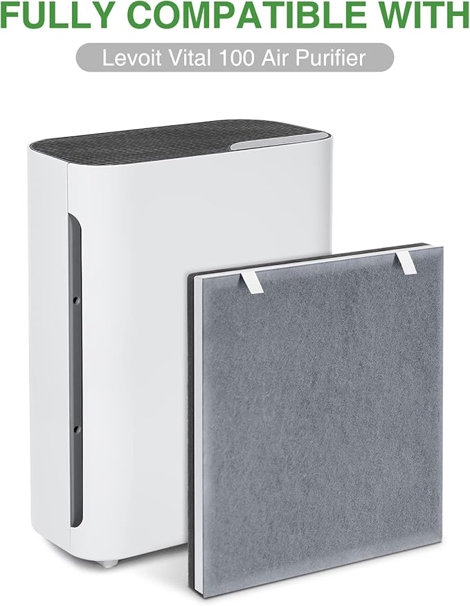 2 Pack Vital 100 Replacement Filter Compatible with LEVOIT Vital 100 Air Purifier, 3-in-1 HEPA Filter and High-Efficiency Activated Carbon Filters, Replace Part # Vital 100-RF
